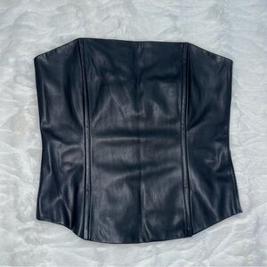 WeWoreWhat Black Faux Leather Corset Top